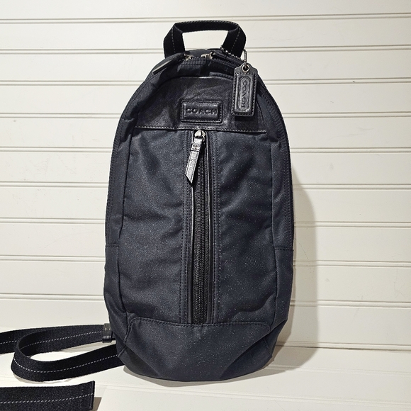 Coach Varick Nylon & Leather Backpack Sling Crossbody Black #F70692 - Picture 3 of 9